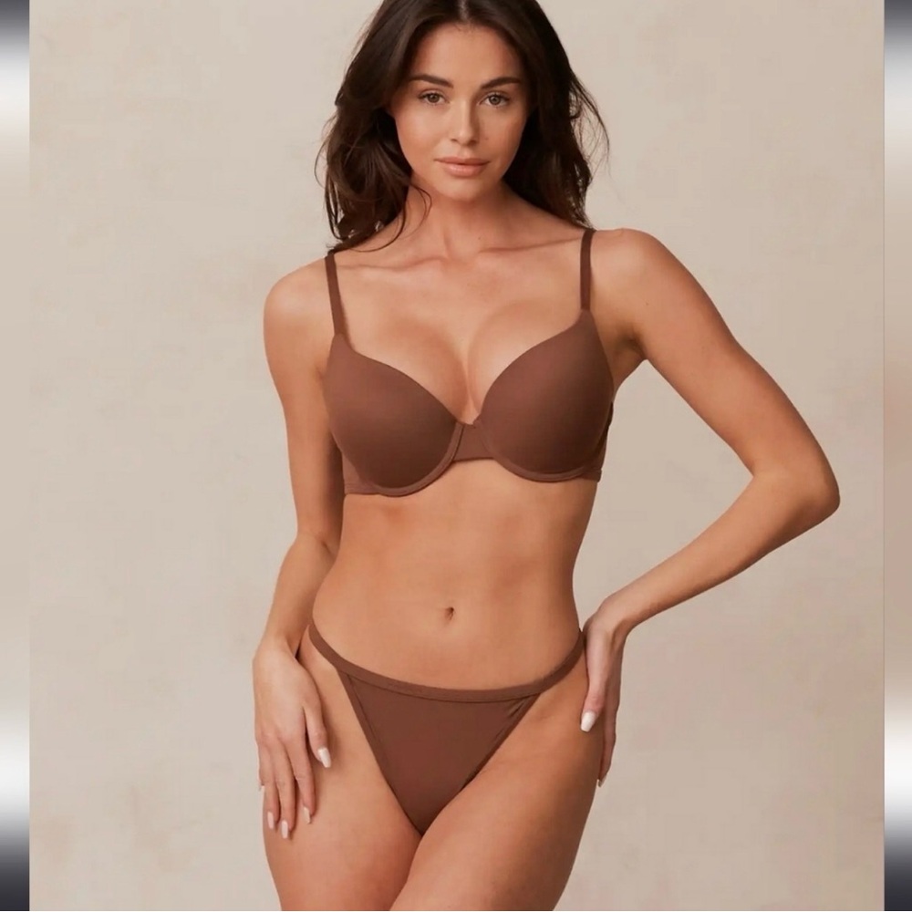 Everyday Smooth T-Shirt Bra and Bikini Set - Brown
